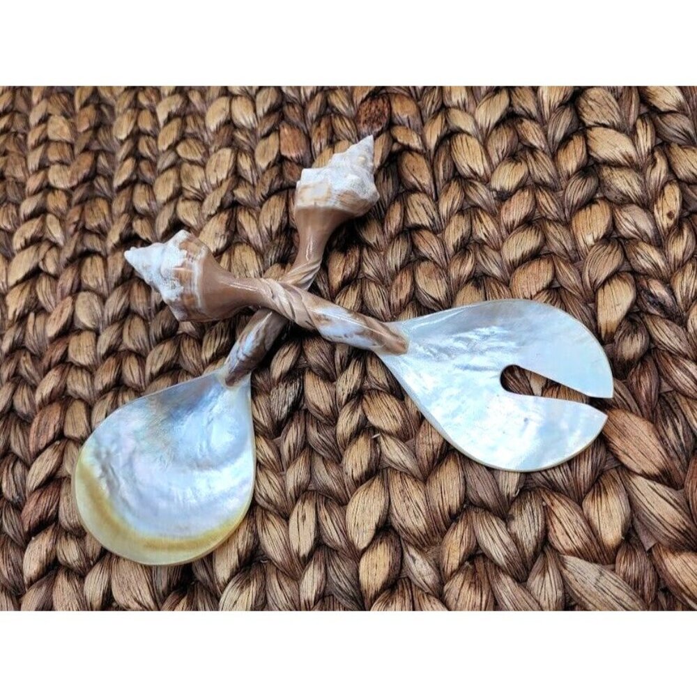 NEW Seashell Serving Set Mother Pearl Handmade Beach Wedding Party Boat Seaside